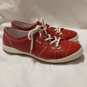 Josef Seibel Caspian Red Leather Lace Up Sneaker